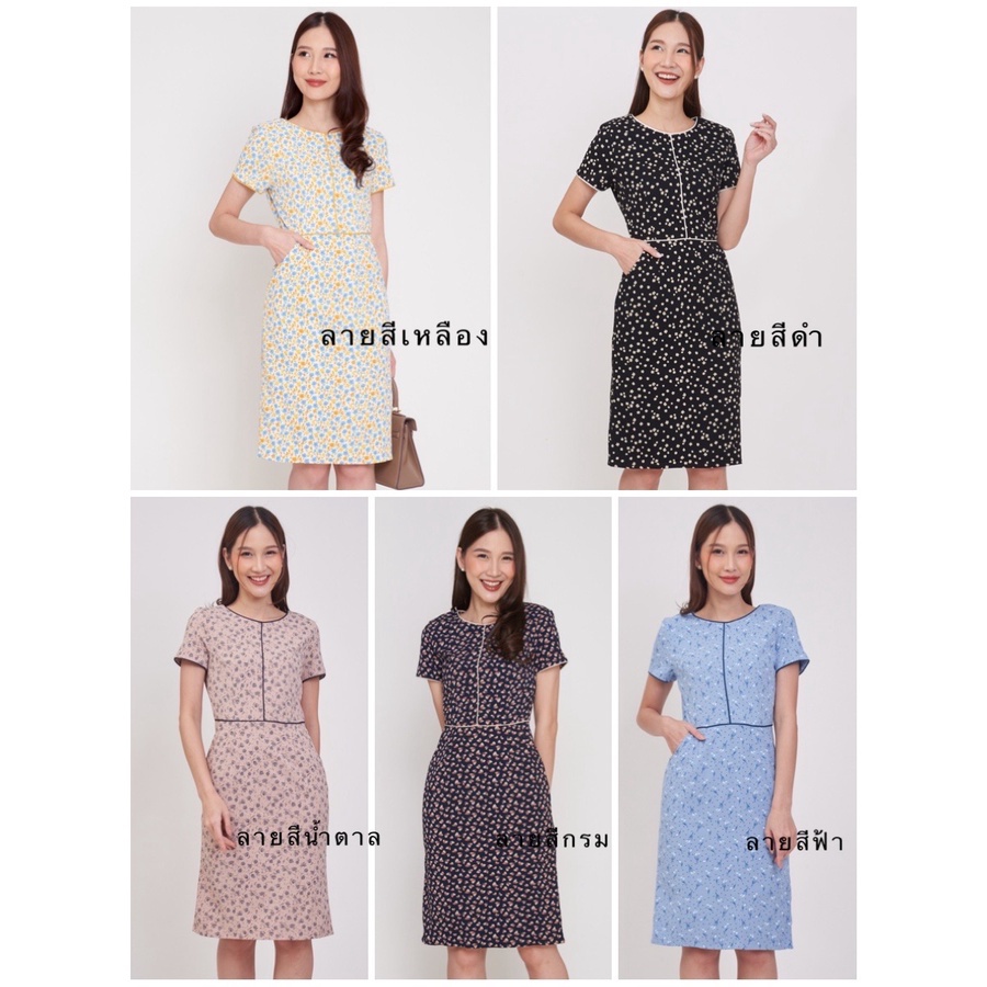 Laboratory 8746# เดรสผ้าพิมพ์ลายอัดผ้ากาว มีไซส์ S-3XL