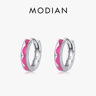 Modian ต่างหูห่วงเงินแท้ 925 สีม่วง หรูหรา เครื่องประดับ สําหรับผู้หญิง