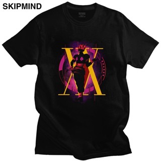 เสื้อยืดเข้ารูป ผู้ชายแปลกใหม่เสื้อยืดฮันเตอร์ X ฮันเตอร์แขนสั้นผ้าฝ้ายญี่ปุ่นอะนิเมะทีลูกเรือคอสตรีทแวร์มังงะ Fam Hisok