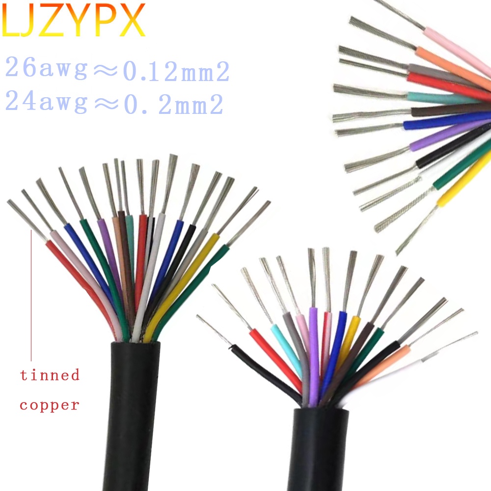 26/24Awg 12/14/16 Core Sheath Tinned Copper Electrical Wire Soft Cord Fire Retardant RVV Flexible Po