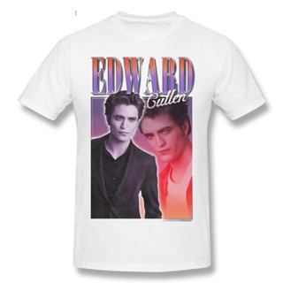 เสือยืดผู้ชาย EDWARD 90s ทไวไลท์วินเทจ Unisex เสื้อยืดผู้ชายเสื้อยืดกราฟิกย้อนยุคเสื้อยืดผ้าฝ้าย 100% เสื้อยืดทีที