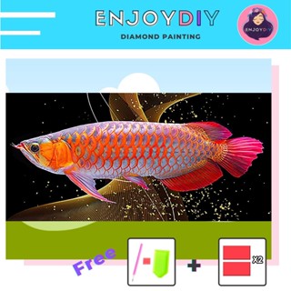 รอสติสคริสตัล ลาย ปลามังกร 3 5d diy diamond painting แบบเม็ด ติดเต็ม เม็ดกลม EnjoyDIY พร้อมส่งจากไทย