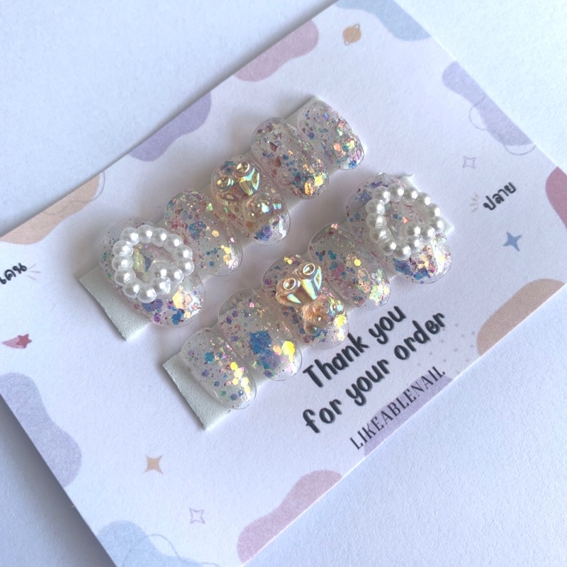 (พร้อมส่ง)เล็บเจลแท้100%ราคาถูก(ลายหมีกลิตเตอร์ชมพู)
