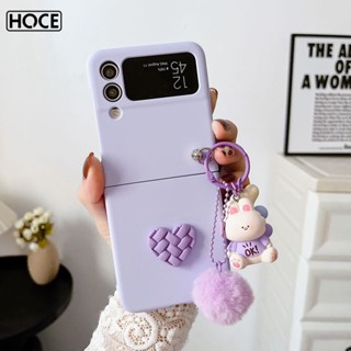 Hoce เคสโทรศัพท์มือถือ ลายหัวใจ หมีน่ารัก 3D พร้อมสายโซ่คล้อง สําหรับ Samsung Galaxy Z flip 3 Z flip 4 5G zflip5 flip3