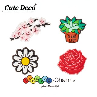 CROCS 【Cute Deco】กระดุมเรซิ่น รูปการ์ตูนเชอร์รี่ กุหลาบ ต้นมะพร้าว น่ารัก (10 แบบ) อุปกรณ์เสริม สําหรับตกแต่งรองเท้า