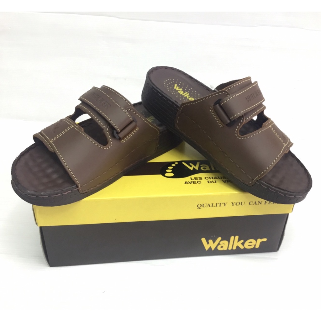 NEW!!!WALKERใหม่รองเท้าแตะชายเย็บมือพื้นนุ่มหนังแท้100% รุ่นWB723สีดำและน้ำตาล(3.18,3.19)*ใส่ไม่ได้เปลี่ยนได้สบายใจค่ะ*