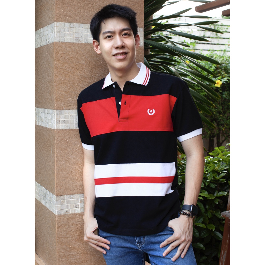 เสื้อคอปกโปโล Adarus ขลิบปกริ้ว 2 เส้น ตัดต่อกลางอกใส่สบายมากๆ ผ้าคอตตอน 100% (มี 6 สีสวยๆให้เลือก) เกรดพรีเมี่ยม