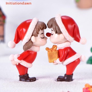 [Initiationdawn] Christmas Couple Garden Miniatures Micro Landscape Garden Home Decoration