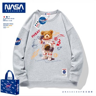 เสื้อกันหนาว คอกลม ผ้าฝ้าย ทรงหลวม ลาย NASA แฟชั่นฤดูใบไม้ผลิ และฤดูใบไม้ร่วง สําหรับผู้ชาย และผู้หญิง