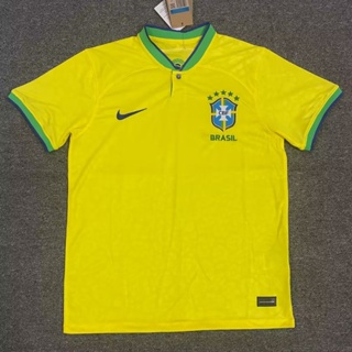 เสื้อกีฬาแขนสั้น ลายทีมชาติฟุตบอล Brazil 22-23 ชุดเหย้า S-4XL AAA