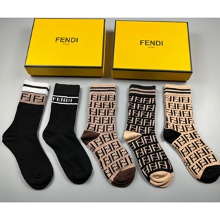 Fend1 ใหม่ ถุงเท้าแฟชั่น ความยาวปานกลาง อเนกประสงค์ สําหรับผู้ชาย ห้าคู่