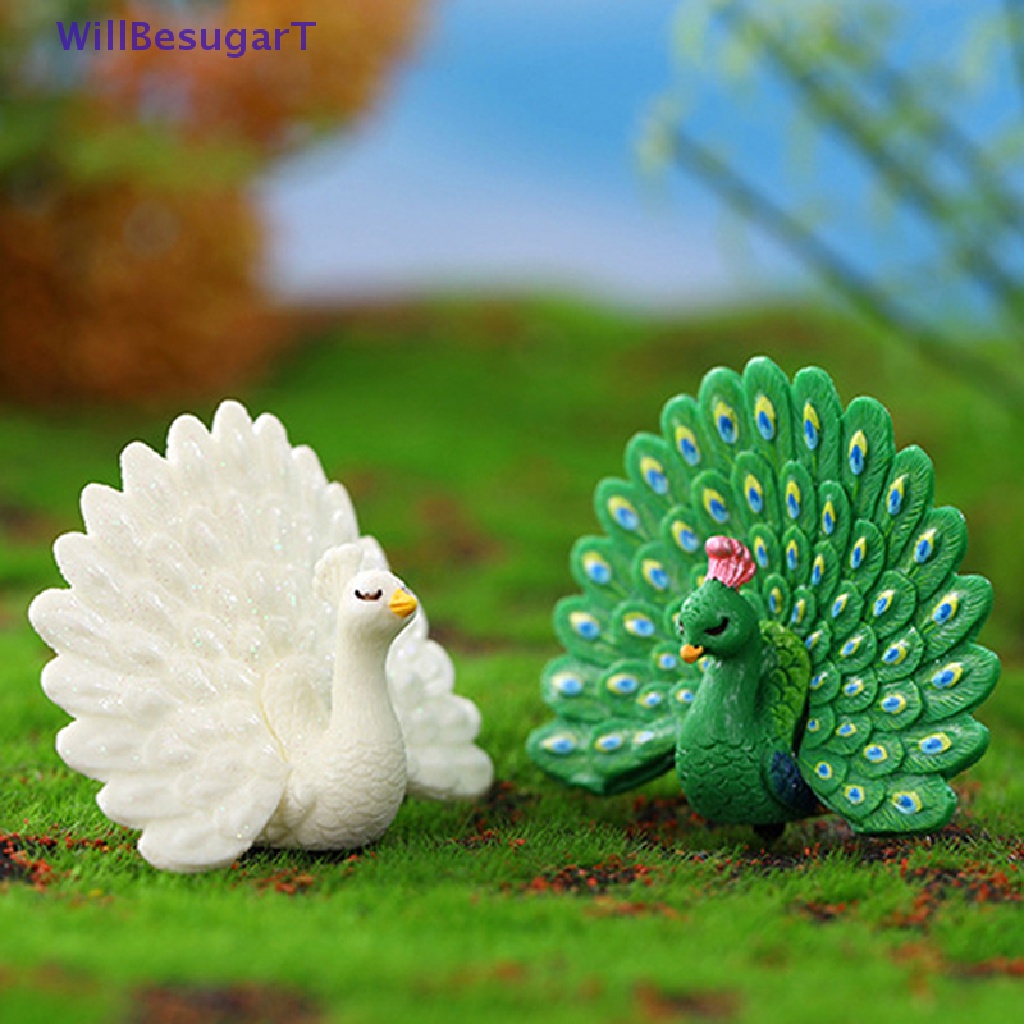 [WillBesugarT] นกยูงเรซิ่น ขนาดเล็ก สําหรับตกแต่งสวน ภูมิทัศน์ ขนาดเล็ก 1 ชิ้น
