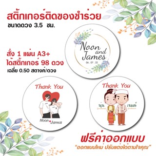 สติ้กเกอร์ติดของชำร่วยออกแบบฟรี