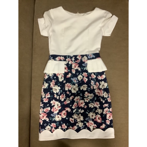 เดรสดอกไม้น้ำเงิน Omeshop S ปรับไซส์