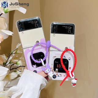 เคสโทรศัพท์มือถือ ลายคิตตี้ Jusheng Kuromi แฟชั่น สําหรับ Samsung Z Flip4 Z Flip3