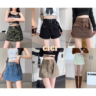 Cici ❣🇹🇭🚚พร้อมส่ง❣(Y819)Y2K Skirts กระโปรงทรงฮิตเอวสูง กิมมิคแต่งเข็มขลัดเท่ห์ๆ ทรงสวยสไตล สาวy2k