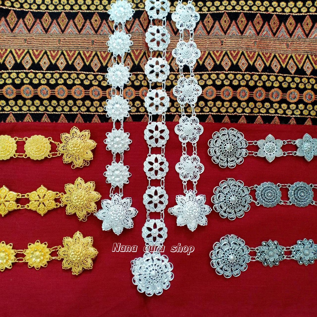 เข็มขัดเส้นเล็ก เครื่องประดับชุดไทยสีทอง