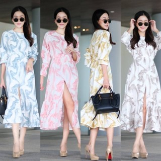 🌈pettydress long sleeve maxi shirt dress ลายดอก สีสัน สดใส