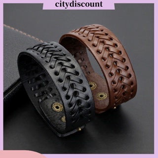 &lt;Citydiscount&gt; กําไลข้อมือหนังถัก สายรัดข้อมือ สไตล์วินเทจ สําหรับผู้ชาย