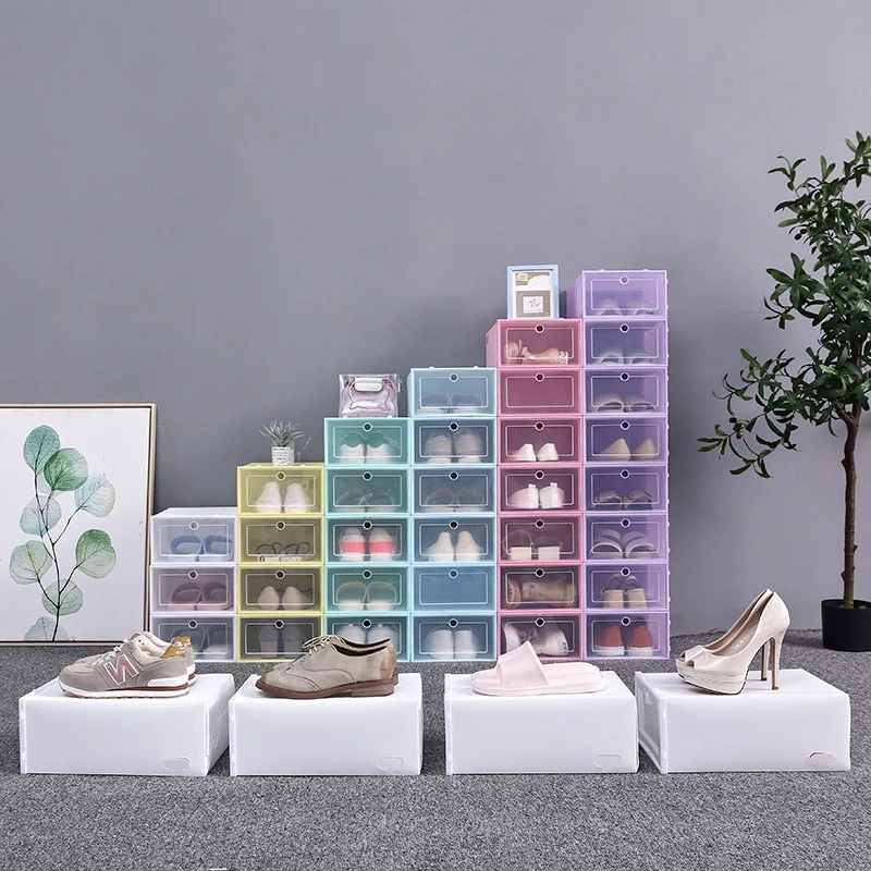 Goody Home กล่องพลาสติกใส่รองเท้า ฝาหน้าเปิดปิดได้ พับเก็บได้และต่อได้หลายชั้น สีพาสเทล ราคาต่อกล่องและประกอบเอง thumbnail 3