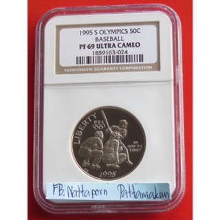 ตลับเกรด NGC PF69 Ultra Cameo 1995 S Proof Half Dollar - Olympics Baseball, Atlanta