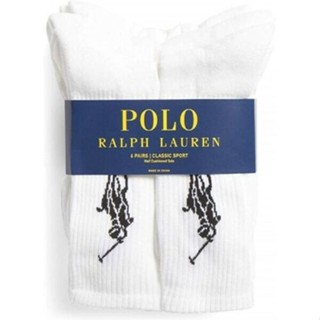 Polo Ralph Lauren Classic Sport Crew Socks 6 Pairs White Black Big Pony