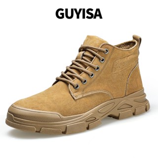 Guyisa SAFETY BOOTS รองเท้าบูท หัวเหล็ก พื้นยางนุ่มพิเศษ ป้องกันการทุบ และป้องกันการเจาะ 0280 37-45