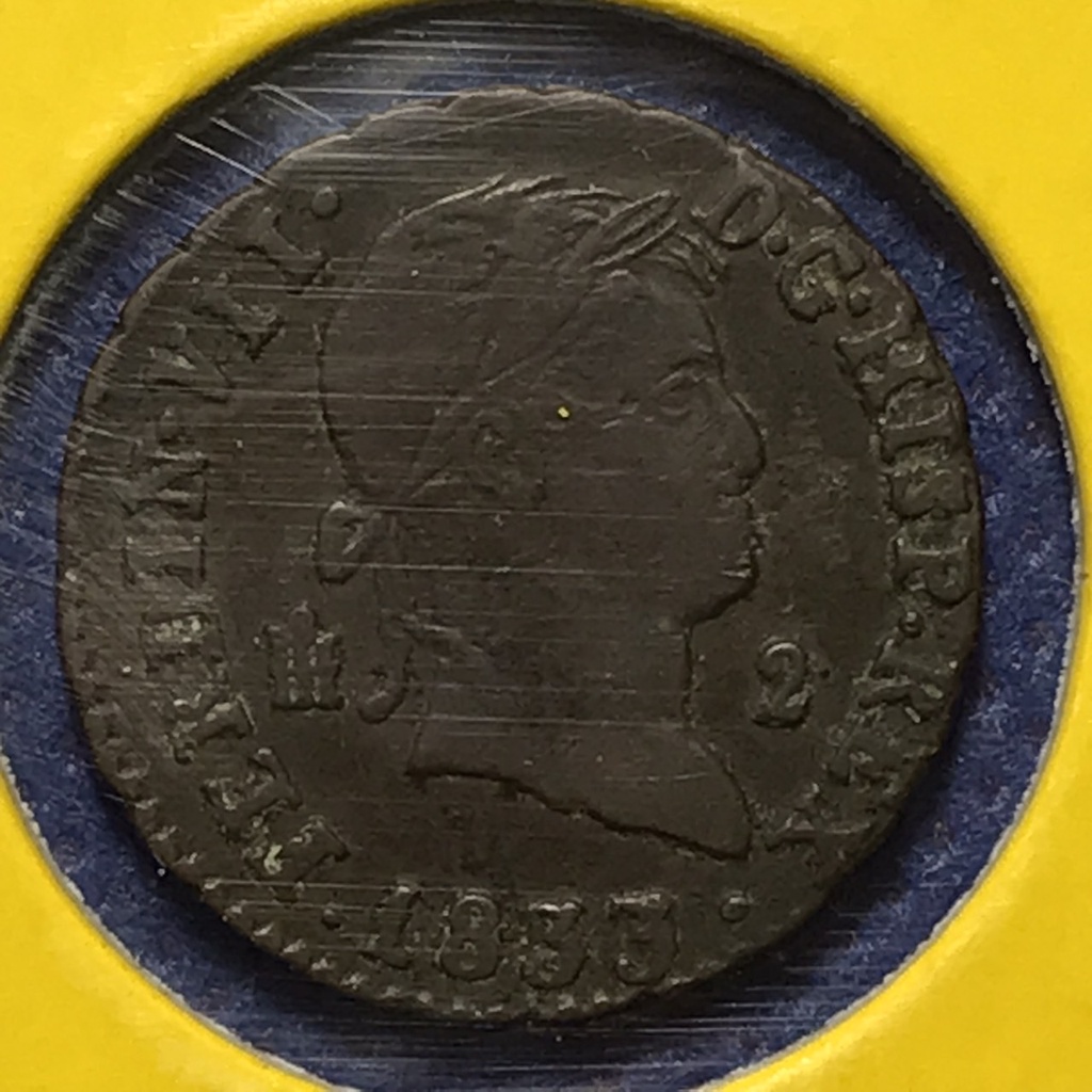 No.60836 ปี1833 สเปน 2 MARAVEDIS เหรียญสะสม เหรียญต่างประเทศ เหรียญเก่า หายาก ราคาถูก