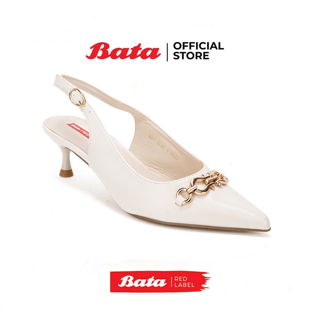 Bata Red Label บาจา รองเท้าส้นสูงรัดส้น เปิดส้นเท้า สวมใส่ง่าย ดีไซน์หรู  สูง 1 นิ้ว สำหรับผู้หญิง รุ่น Zelenia สีขาว 6611688