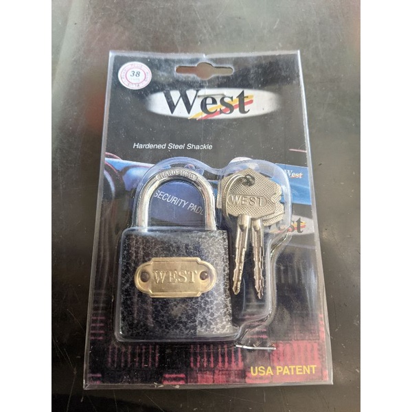 West Padlock 40mm 50mm 60mm สีดํา กุญแจรูปไขควงคอสั้น 3 ชิ้น (DFL) (TBF)