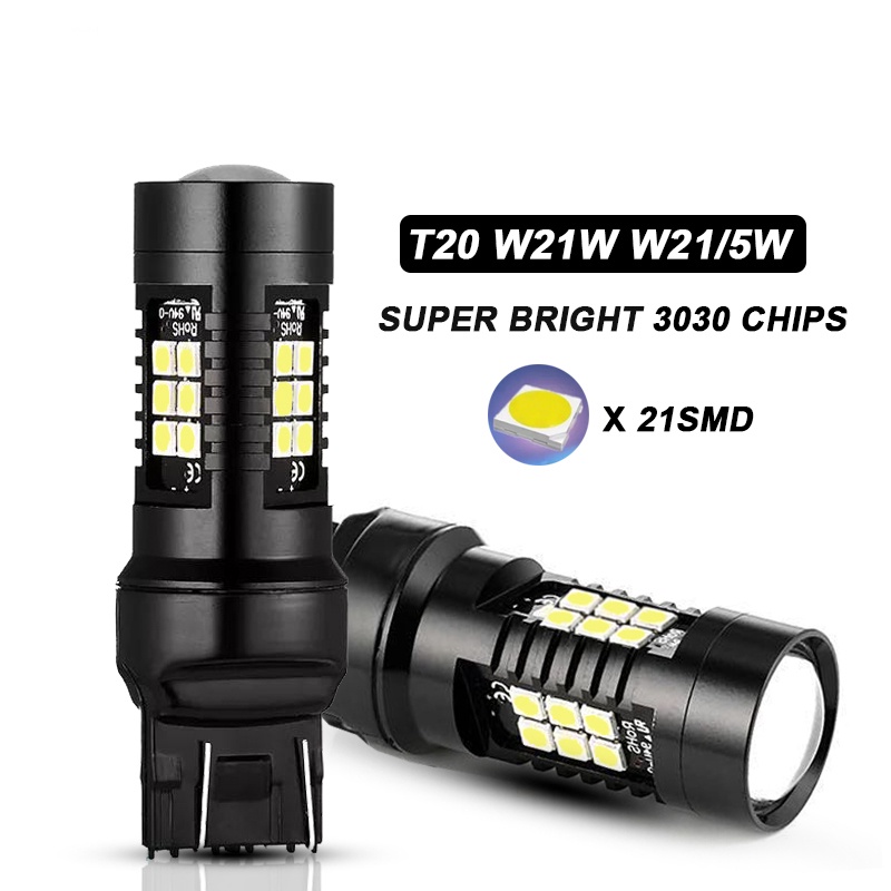 โคมไฟสัญญาณ T20 Led 7443 W21 5W 7440 WY21W W21W 12V 3030 SMD T25 3156 Led P27W สีแดง สีขาว สําหรับรถยนต์