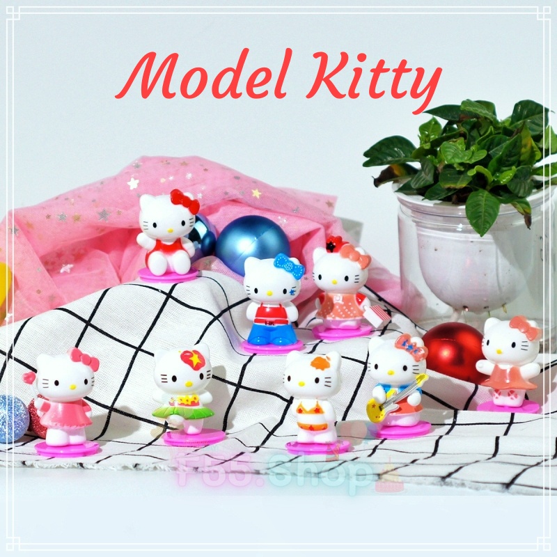 โมเดลคิตตี้ Kitty โมเดลแต่งเค้ก แพ็ค8ชิ้น สำหรับตกแต่งเค้ก // สินค้าพร้อมส่งจากไทย นะคะ