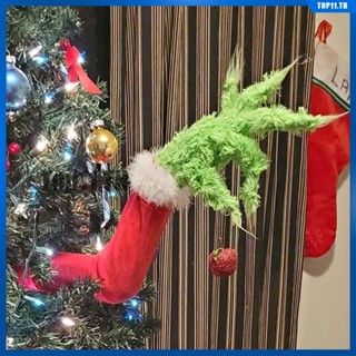 ตกแต่งต้นคริสต์มาส Furry น่ารักสีเขียว Grinch Elf Arm ผู้ถือเครื่องประดับ Home Party Decor อุปกรณ์เสริม