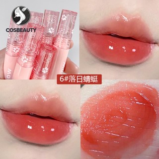 COSBEAUTY Bubble Bear Mirror ลิปกลอสวอเตอร์ไลท์ลิปกลอสสปริงและซัมเมอร์ลิปกลาสลิปสติกสีขาวให้ความชุ่มชื้น