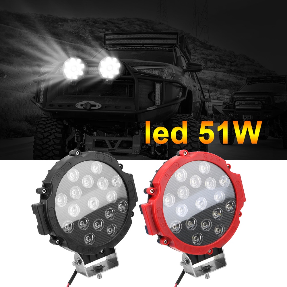51W LED Work Light 7 inch Round LED Light Bar Spot Beam Super Bright Driving Light for Truck Tractor