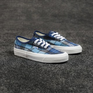 Vans x Pendleton รองเท้าผ้าใบลําลอง ข้อสั้น ลายสก๊อต สีฟ้า สําหรับผู้ชาย ผู้หญิง เล่นสเก็ต