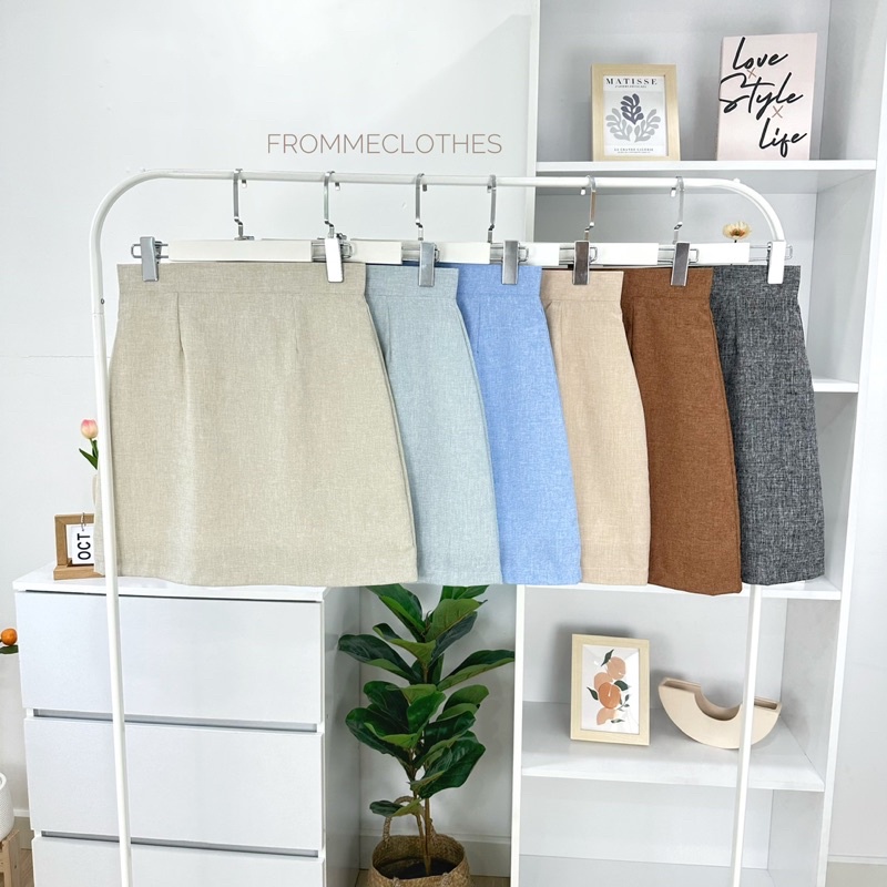 กระโปรงทรงเอผ้าลินิน(มีไซส์XS-5XL)