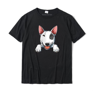 เสื้อยืด cotton Bayan Bull Terrier cep Bull Terrier Peeking Out cep เสื้อยืด klasik T Shirt erkekler için yeni pamuk gru