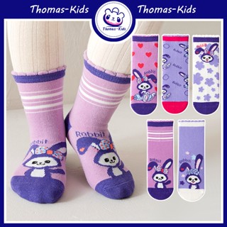 [THOMAS Kids] ถุงเท้าผ้าฝ้าย ลายกระต่าย สีม่วง แฟชั่น สําหรับเด็กผู้ชาย ผู้หญิง 1-12 ปี ขายส่ง 5 คู่