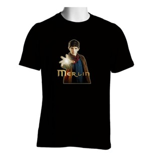 เสื้อยืดแขนสั้น พิมพ์ลาย Merlin Tv Series Colin Morgan สีดํา พลัสไซซ์ ของขวัญวันเกิด สําหรับผู้ชาย XS-