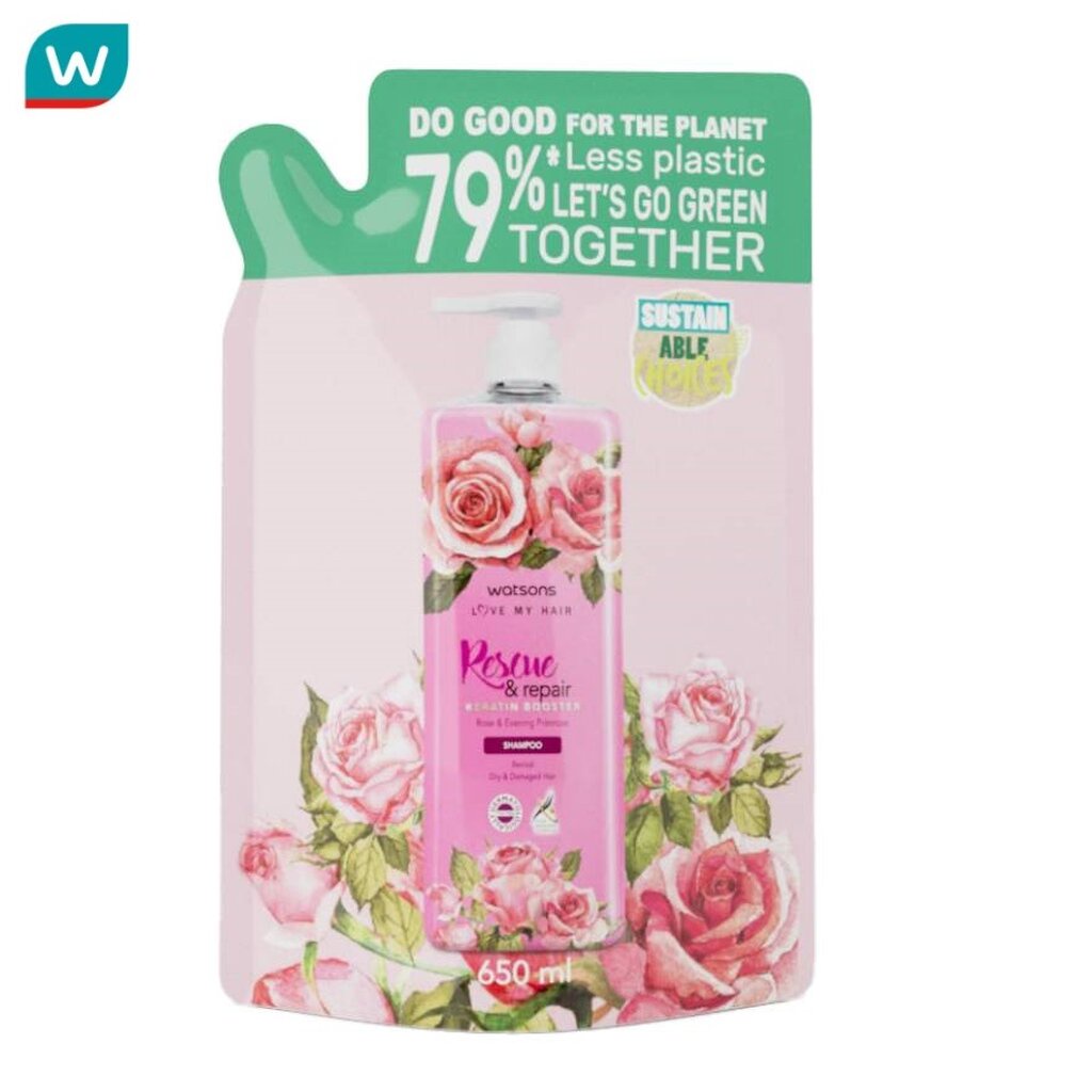 WATSONS วัตสัน เรสคิว แอนด์ รีแพร์ โรส แอนด์ อีฟนิ่ง พริมโรส แชมพู 650 มล (รีฟิล)