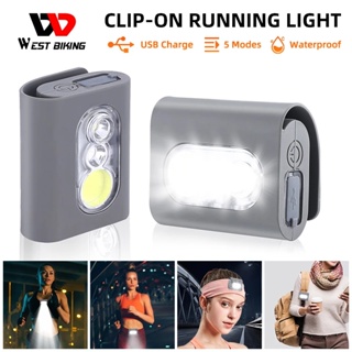 WEST BIKING โคมไฟ LED แบบพกพา กันน้ํา ชาร์จ USB สําหรับวิ่งจ๊อกกิ้ง ขี่จักรยาน ตั้งแคมป์ เดินป่า