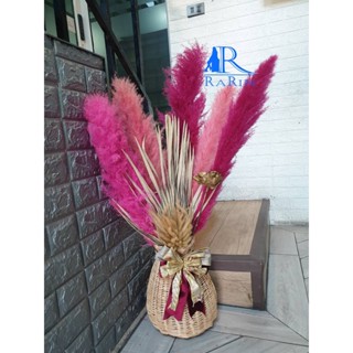 Sale++แจกันหวายกลม จัดช่อ (ชมพูรวม) จัดรวมกัน พร้อมแจกันหวาย จัดได้อย่างสวยงาม สวยฟู