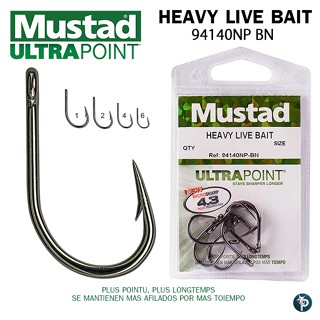 เบ็ด Mustad Heavy Live Bait รหัส 94140NP-BN