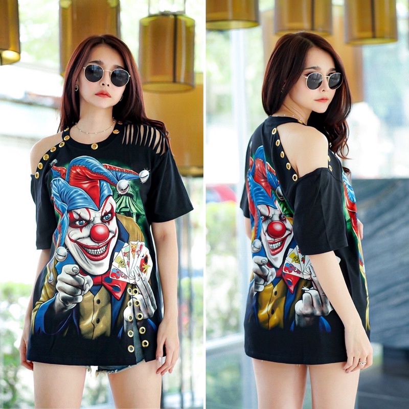 เสื้อยืด งานดีไอวาย (DIY) ตัด ตอกตาไก่ ลายสกรีนเรืองแสง