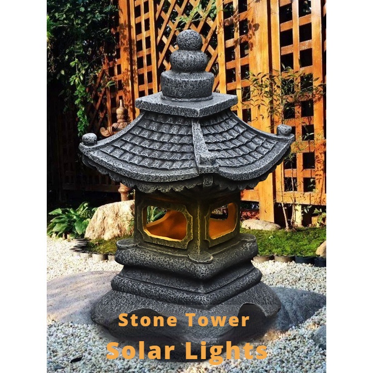 สวนญี่ปุ่นไฟพลังงานแสงอาทิตย์/โคมไฟพระราชวัง/เครื่องประดับไฟกลางคืน/หอคอยหิน | สวนญี่ปุ่นโคมไฟพลังงานแสงอาทิตย์โคมไฟพระร