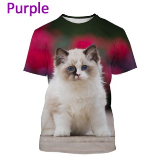 เสื้อยืดลําลอง แขนสั้น พิมพ์ลาย Mannen En Vrouwen Korte Nieuwe Pet Ragdoll Kat สไตล์สตรีท แฟชั่นสําหรับทุกเพศ