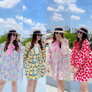 mini dress มินิเดรสแขนยาว​ ผ้าใส่สบาย พรางหุ่น ลายน่ารัก