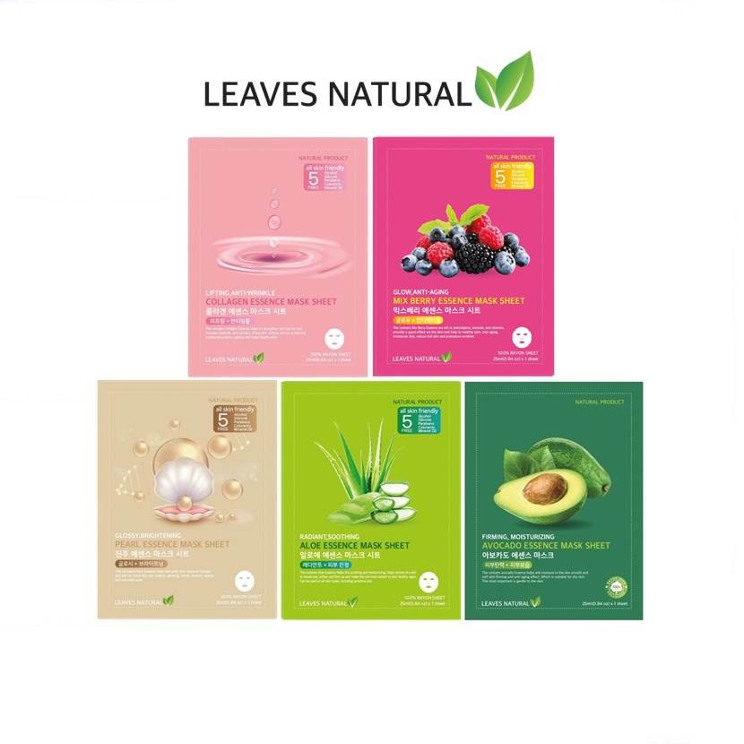 LEAVES NATURAL Essence Mask Sheet มาส์กหน้าช่วยฟื้นฟูผิวแบบเร่งด่วน