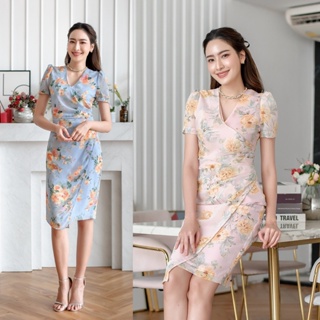 PD73 Floral Drape Dress